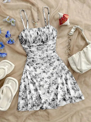 Lunivop French Floral Strapless Dress with Waist-cinching Design Summer New Stylish Sun Protection Fashion Sexy Bodycon Mini Skirt