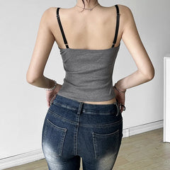 Lunivop Nibber Splicing Summer New All-Match Simple Tight-Fit Sexy Hot High Street Trendy Cool Cool Women's Solid Color Camisole Vest
