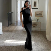 Lunivop Asymmetrical Twist One Shoulder Maxi Long Dress Kylie Jenner Outfits Elegant Sexy Summer Party Dresses For Women