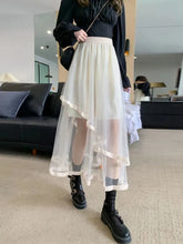 Lunivop Elegant Mesh Patchwork Women Tulle Skirt Fashion Korean A Line Cake Skirt Female Sweet Preppy Style Irregular Midi Skirt