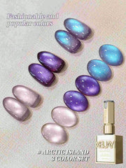 Lunivop 3Pcs 15ML Arctic Island Cat Eye gel nail polish, UV LED Curing, Long-acting Fast Drying UV Nail Art Gel - Ideal Gift for Women