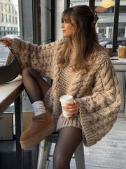 Lunivop Loose Twisted Knitted Pullover Sweaters Women Casual O-neck Long Sleeved Sweater For Woman Autumn Solid Fashion Streetwear Tops