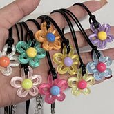 Lunivop Colorful Acrylic Flower Pendant Necklace Fashion Handmade Wax Line Chain Charm Statement Y2K Style Women's Jewelry Gift
