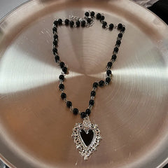 Lunivop Gothic Red Peach Heart Pendant Necklace For Women Girls Sliver Ghost Claw Love Short Choker PunkClavicle Chain Gifts