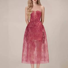 Lunivop Fashion Women Dress Sleeveless Strapless Solid Color Lace Female Summer Party Dresses New Tide