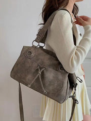 Lunivop Vintage Grey Large Capacity Tote Bag Women Retro High Street Casual Crossbody Bag Ladies Versatile Shoulder Bags Handbag