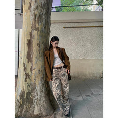 Lunivop Vintage Y2K Leopard Print Jogger Pants 2024 Street Style Pant Women Fashion Casual High Waist Wide Legs Trousers Female Autumn