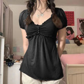 Lunivop Euramerican Fashion Front Pleated Button Women Top Y2k Aesthetic Harajuku Vintage Sexy Short Clothes High Street Punk Mini Dress