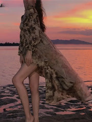 Lunivop Autumn Floral Fairy Dresses for Women Luxury Designer Slim Korean Princess Dresses Female Chic Elegant Casual Party Dresses