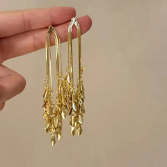 Lunivop European And American Style Fashion Trend Metal Fringe Fringe Design Heart-Shaped Ear Buckle Earrings Girl