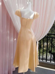 Lunivop Solid Minimalist Dresses For Women Square Collar High Waist Short Sleeve Elegant Dress Female 2025 New Clothing