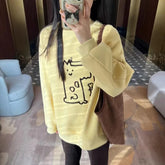 Lunivop Vintage Kawaii Sweatshirt Women Cartoon Butter Yellow Hip Pop Pullover Korean Style Oversize Long Sleeve Sweatshirts