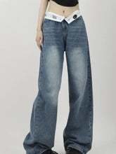 Lunivop Y2k Vintage Women Jeans Flanged Design Harajuku High Waist Korean Fashion Denim Pants Baggy Wide Leg Streetwear Spring