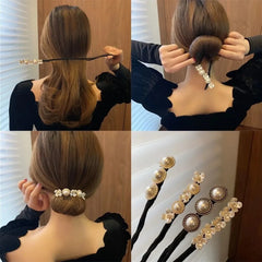 Lunivop Women Easy Hair Bun Maker Floral Crystal Donut Updo Hair Stick Diy Plate Hair Bendable Hairband Chignon Hair Accessories Gift