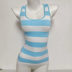 Lunivop Summer Dopamine Sweet Spice Girls Sling Vests Casual Personalized Stripe Slim Tanks All-match Panelled Fashion New Tees
