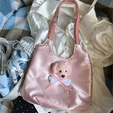 Lunivop Sweet Cool Pink Handbag Women Retro Hot Girls Satin Chic Soft Y2k Bags Ladies Vintage Dog Cute Underarm Bag Aesthetic