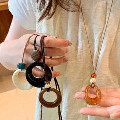 Lunivop Black Hollow Big Water Drop Pendant Necklace for Women Adjustable Leather Rope Choker Y2K Jewelry Party