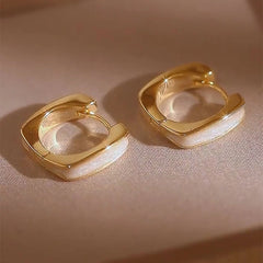 Lunivop New Fashion Simple Golden Square Earrings for Women Niche Design Charms Studs Sweet Elegant Party Jewelry Wedding Gifts