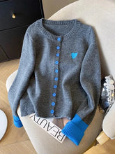 Lunivop Vintage Love Print Cardigan Women Lazy Wind Patchwork Long Sleeve Knitted Sweaters Casual O Neck Fall Retro Korean Female Tops