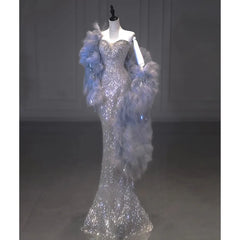 Lunivop Silver banquet fish tail toasting temperament dress