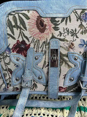 Lunivop Vintage Denim Tote Bag Handbag Women Floral Embroidery Large Capacity Casual Shoulder Bags Female Y2k Underarm Bag Chic