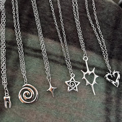 Lunivop Y2K Flail Fire Heart Teeth Pendant Necklace for Women Men Charm Necklace Grunge Punk Fashion Jewelry 