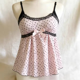 Lunivop Japanese New Lovely Vintage Camis Lovely Polka Dot Lace Patchwork Tanks Slim Strapless Sling Y2K Goth Casual Soft Tees