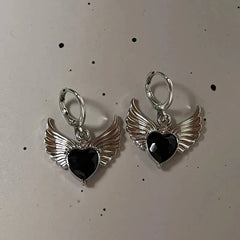 Lunivop Goth Cute Harajuku Vintage Y2K Charms Punk Bowknot Heart Cross Pendant Drop Earrings For Women Kawaii Grunge Jewelry Accessories