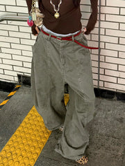 Lunivop Y2K Vintage Women's Cargo Pants Harajuku Oversize Wide Leg American Retro Pants Baggy Casual Summer Thin Trousers Gyaru