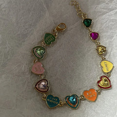 Lunivop Fashion Color Love Drop Oil Enamel Bracelet Female INS New Design Cute Heart Candy Color Bracelet