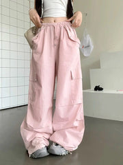 Lunivop Y2K Pink Cargo Pant Women Loose Hip Hop High Waist Streetwear Trousers American Vintage Oversize Pockets Paratrooper Pants