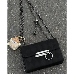 Lunivop Retro Black Shoulder Bags Women Vintage Velvet Chain Square Bag Handbag Ladies Versatile High Street Messenger Bag New