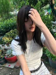 Lunivop Y2k Millennium Wave Point Rabbit Print Slim Round Neck Short Sleeve Sexy Slim Figure Show Spice Casual Short T-Shirt Girl