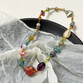 Lunivop vintage Colored Harajuku Beaded Star Necklace Women's Chinese Style Ethnic Handmade Jewelry