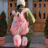 Lunivop Plush Pink Y2k Backpacks Women Hot Girls Fur Soft Large Capacity Backpack Female Retro Harajuku Mochila Aesthetic