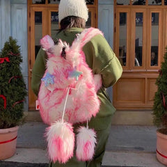 Lunivop Plush Pink Y2k Backpacks Women Hot Girls Fur Soft Large Capacity Backpack Female Retro Harajuku Mochila Aesthetic