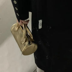 Lunivop Hot Girls Gold Messenger Bag Purse Women High Street Handle Cylinder Crossbody Bags Female Retro Y2k Hand Bag Aesthetic