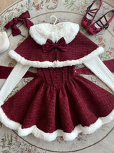 Lunivop Winter Christmas Warm Bow 3-piece Set Women Design Sweet High Neck Knitwear + Red Loose Shawl Sling Solid Lint Dress Suit New