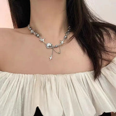 Lunivop New Design Exquisite Star Geometric Crystal Chains Choker Necklaces Korean Fashion Shiny Jewelry For Women Anniversary Wedding