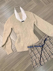 Lunivop Sexy Elegant V-neck Knitted Pullover Women Black Y2k Fashion Long Sleeve Sweaters Simple Casual Slim Aesthetics Tops