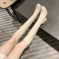 Lunivop High Boots Women British Style Elegant Slim Long Boots New Fashion Back Zipper Knight Knee High Boots Thick Heel Botas De Mujer
