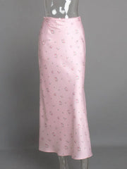 Lunivop Summer Floral Printed Fashion Long Skirt Women Korean High Waist Slim Elegant Party Skirts Ladies Casual Midi Skirt Streetwear