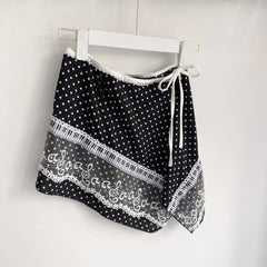 Lunivop Minority Panelled Lace Polka Dot Skirts One-piece Lace Up Korea Chic Ins Slim Faldas Streetwear Design New Fart Curtain