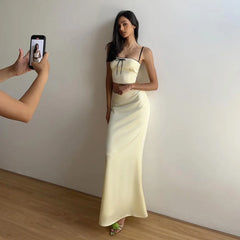 Lunivop Satin Sleeveless Bow Short Camis Crop Top Long Skirt Women'S Sets Summer Y2K Streetwear Elegant Evening Casual Clothes