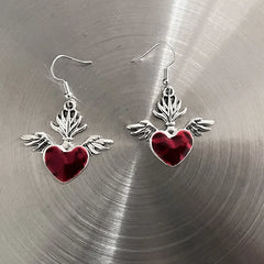 Lunivop New Harajuku Vintage Goth Pink Peach Heart Drop Earrings For Women Grunge Punk Halloween Aesthetic Y2k Fairy Jewelry