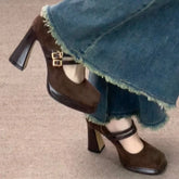 Lunivop Vintage Thick High Women Mary Jane Shoes Banquet Party Buckle Strap Pumps New Spring Autumn Women's Elegant Dress Shoes