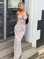 Lunivop Sexy Backless Print Floral Women Dress White Spaghetti Strap Evening Dress Female Summer Elegant Party Clubwear Vestidos