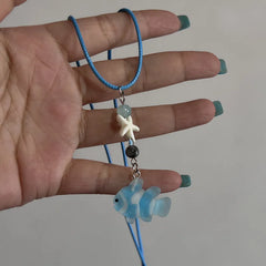 Lunivop Boho Kpop Colorful Sugar Star Tassel Pendant Choker Necklace for Women Sweet Love Heart Chain Aesthetic Y2K Jewelry Accessories