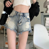 Lunivop Summer Fashion High Waist A-line Short Pants Y2k Aesthetic Vintage Hole Lrregular Women Shorts All Match Girl Punk Short