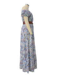 Lunivop Women Elegant Off Shoulder Slash Neck Long Dress Summer Floral Print A-Line Short Sleeve Bohemian Sundress with Belt